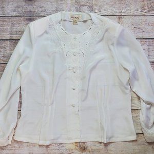 Vintage Mikado Cottagecore White Lace Detail Top